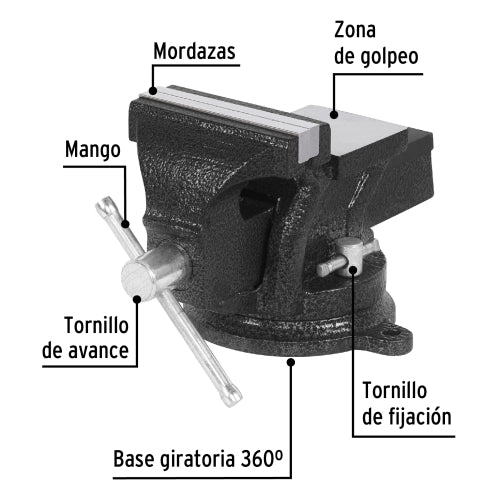 Tornillo de banco 4" de hierro gris, Pretul