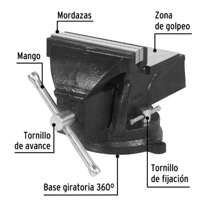 Tornillo de banco 6" de hierro gris, Pretul