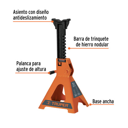 Caja con 2 caballetes para auto truper