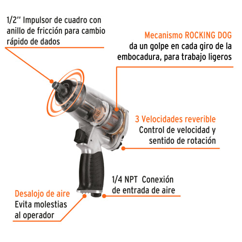 Llave (pistola) de impacto 1/2", TRUPER