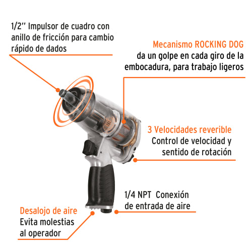 Kit de llave de impacto 1/2", Truper