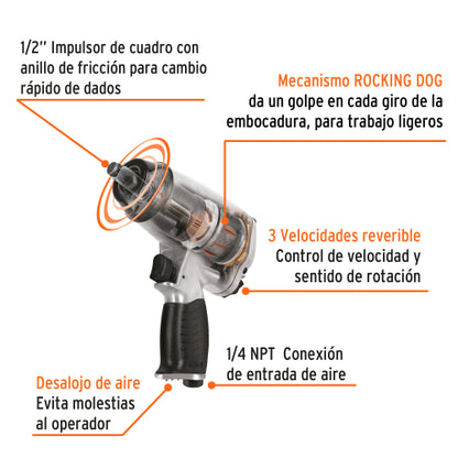 Kit de llave de impacto 1/2", Truper